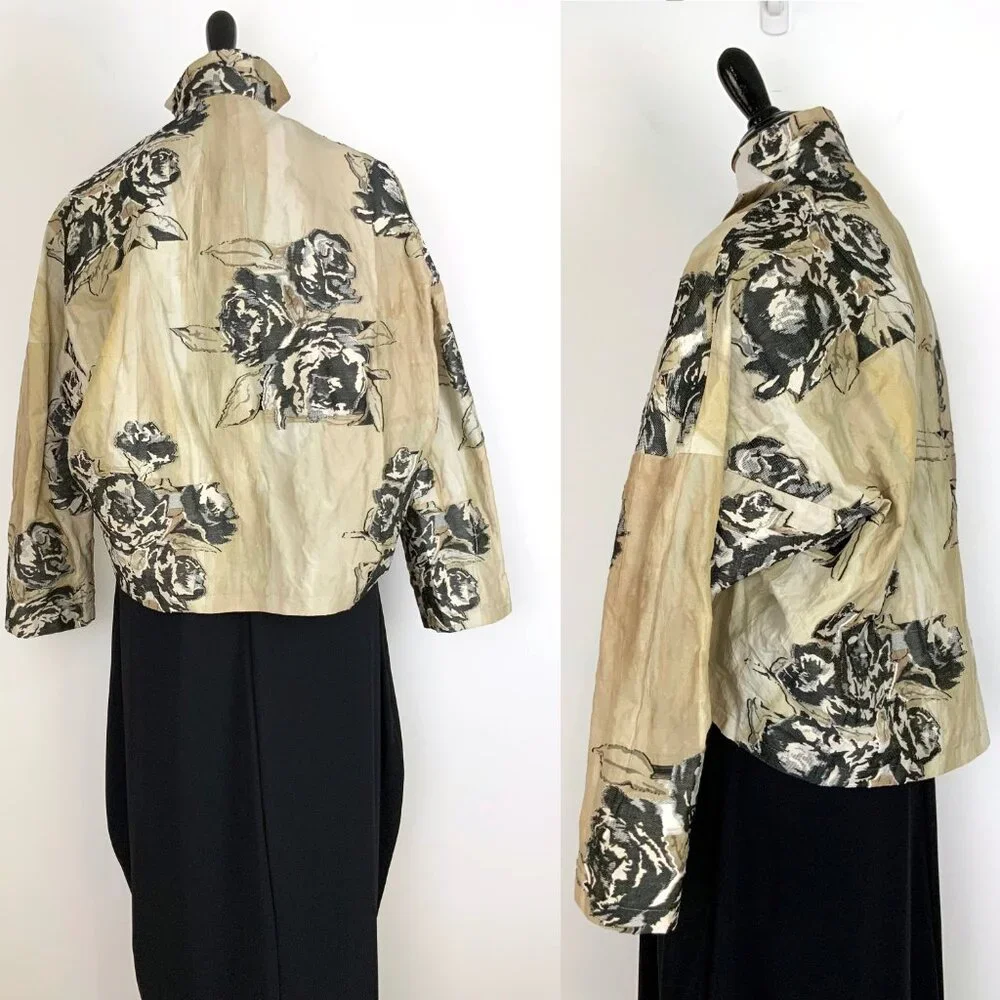 Annette Gortz Germany Art-to-Wear Textured Floral Sculptural Jacket Medium - Picture 11 of 16